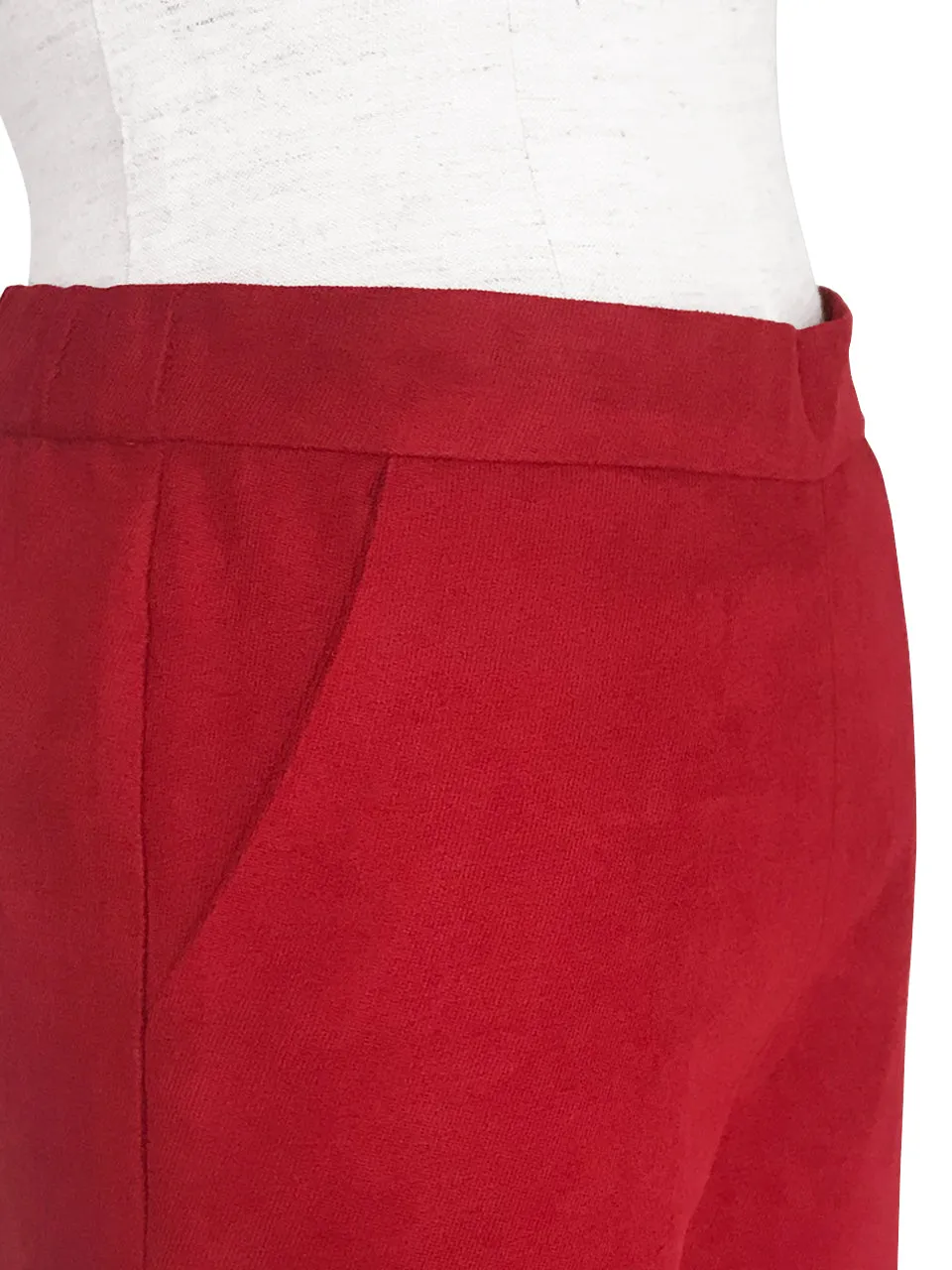 Final Sale! Red Tie Bow Detail Stretch Ankle Trousers