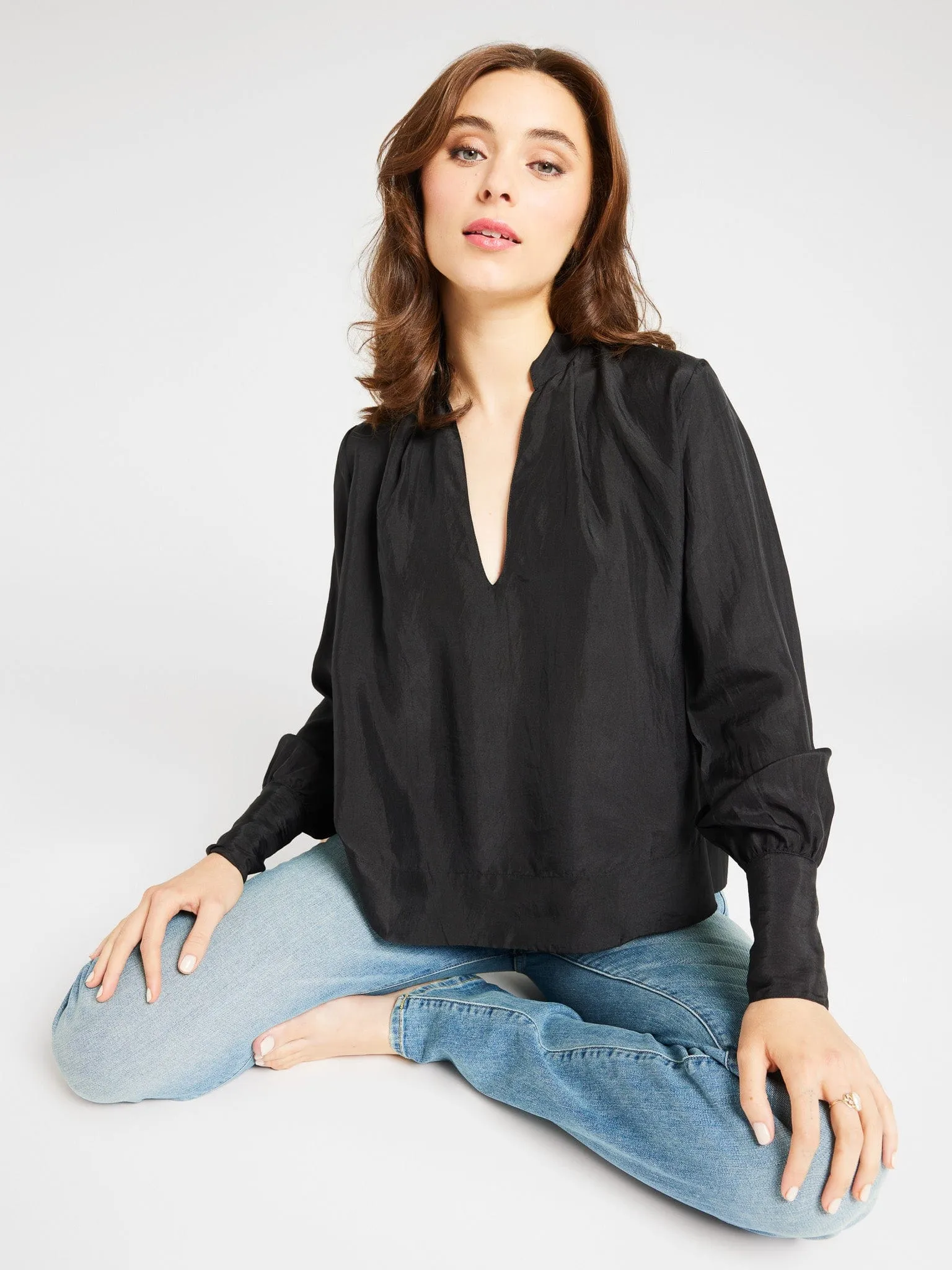 Freya Top in Black Silk