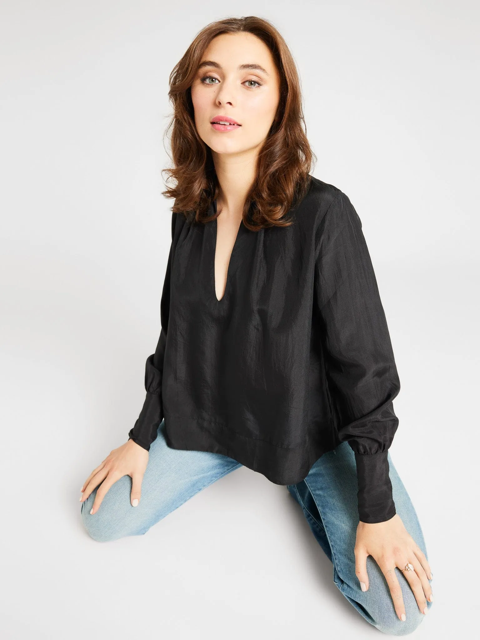 Freya Top in Black Silk