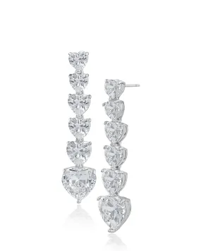 Graduated Heart CZ Drop Earrings