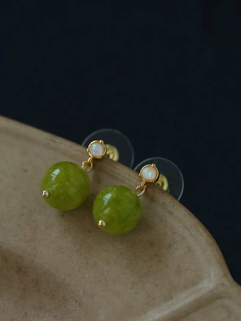 Green Grape Stone Drop Earrings