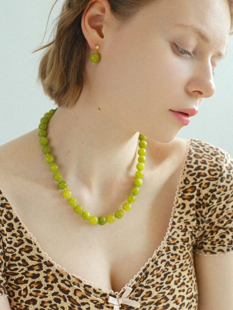 Green Grape Stone Drop Earrings