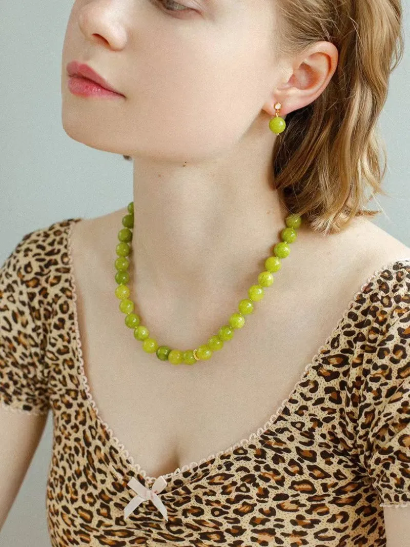 Green Grape Stone Drop Earrings