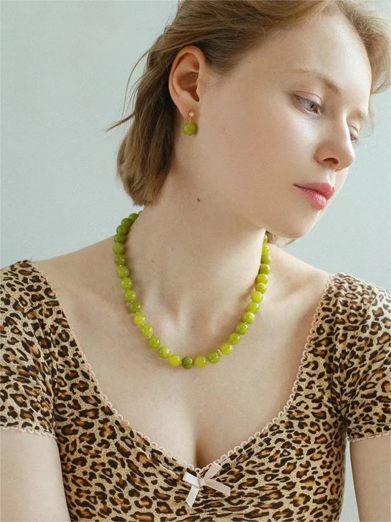 Green Grape Stone Drop Earrings