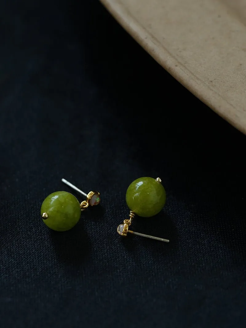 Green Grape Stone Drop Earrings