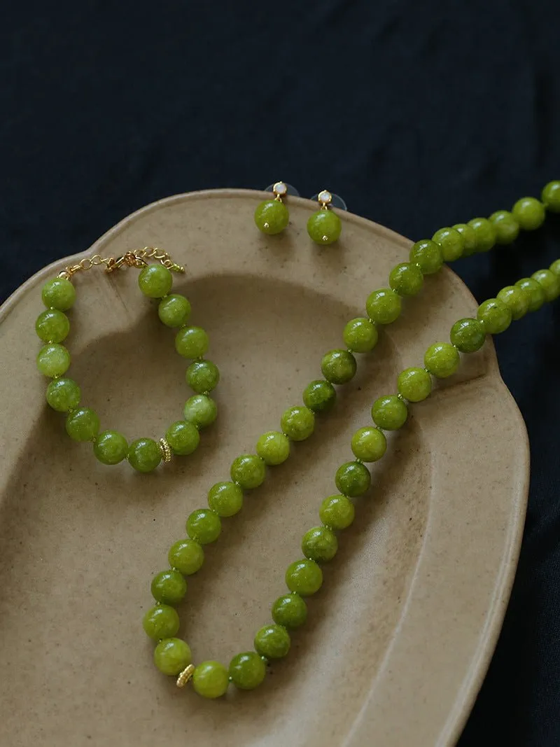 Green Grape Stone Drop Earrings