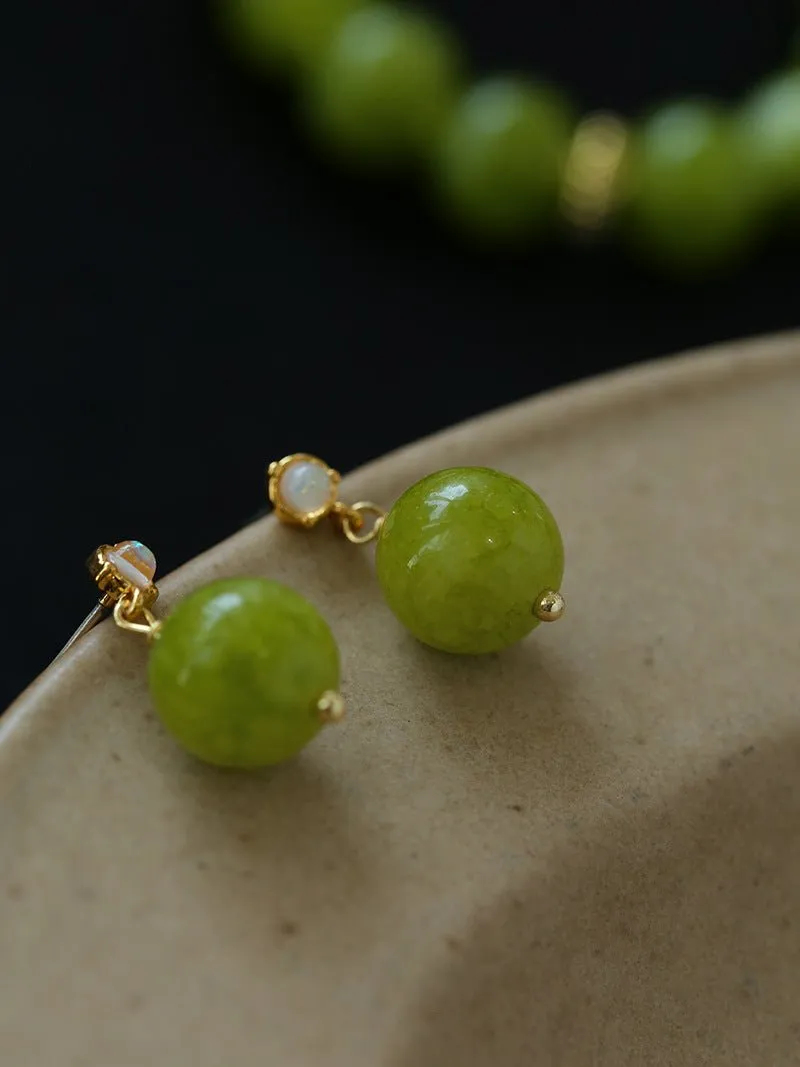 Green Grape Stone Drop Earrings