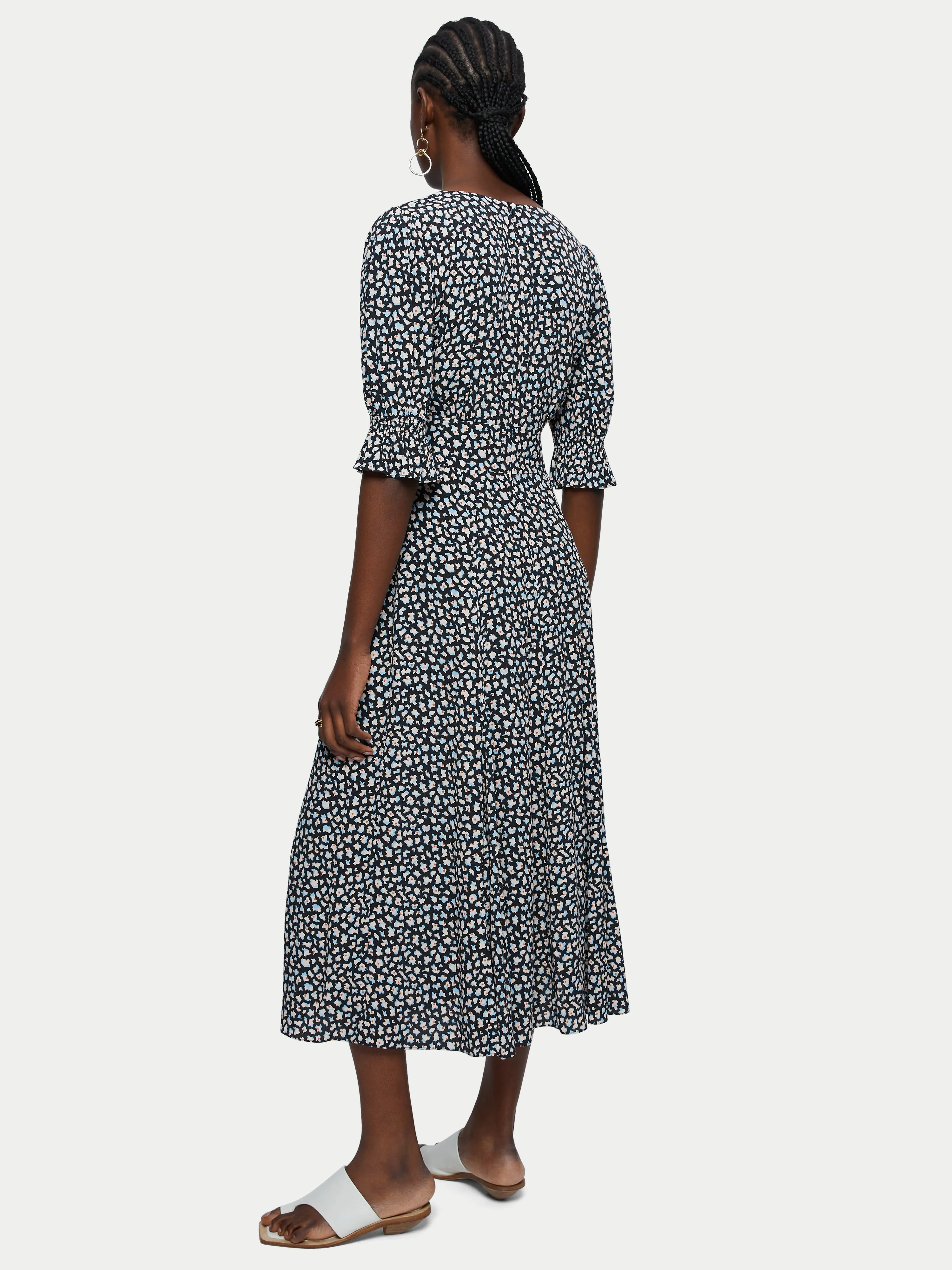 Honeycomb Ditsy Midi Tea Dress | Blue