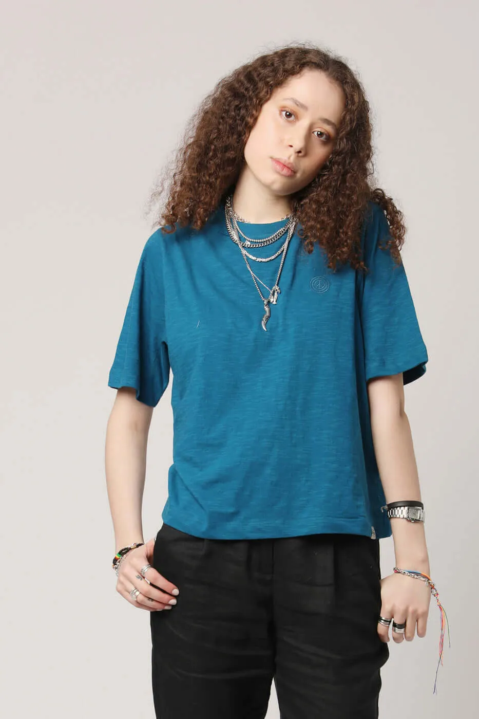 INGA Tee - Organic Cotton Teal Blue