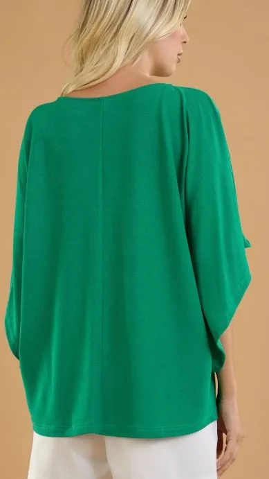 Kimono Sleeve Knit Top | Kelly Green