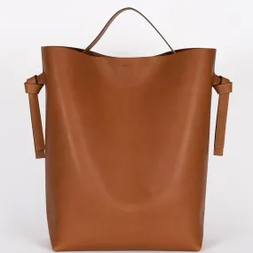 LARGE LEATHER SHOPPER "BENDER" IN COGNAC