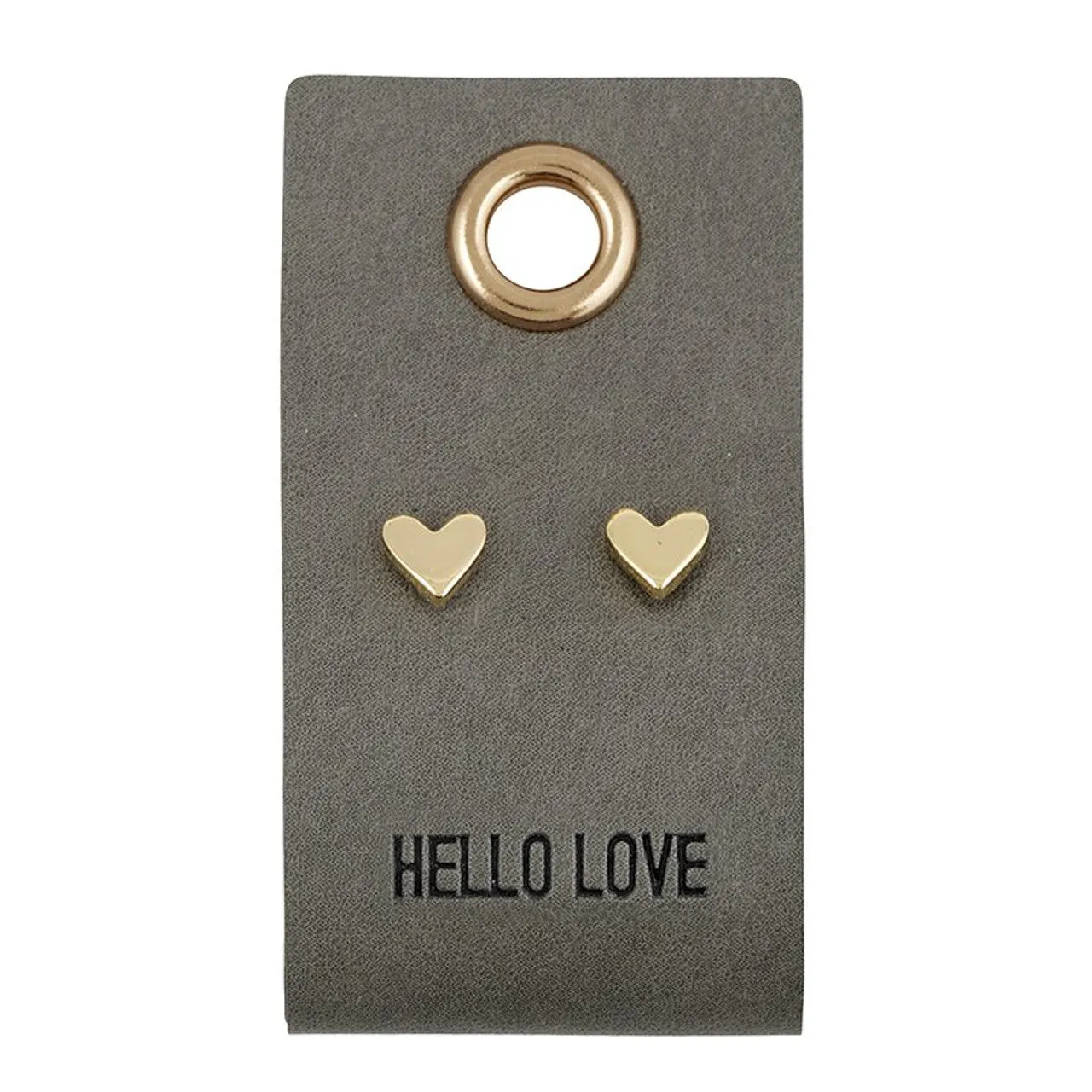 Leather Tag Earrings - Heart Studs