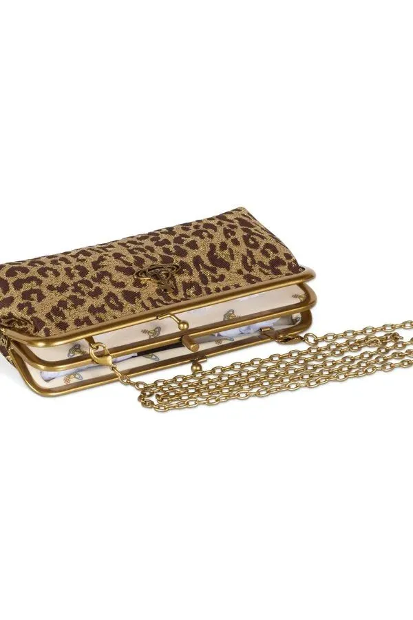 Leopard Double Frame Purse With Chain