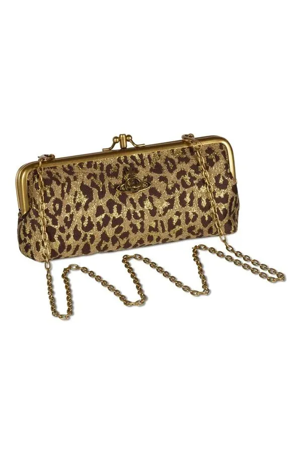 Leopard Double Frame Purse With Chain