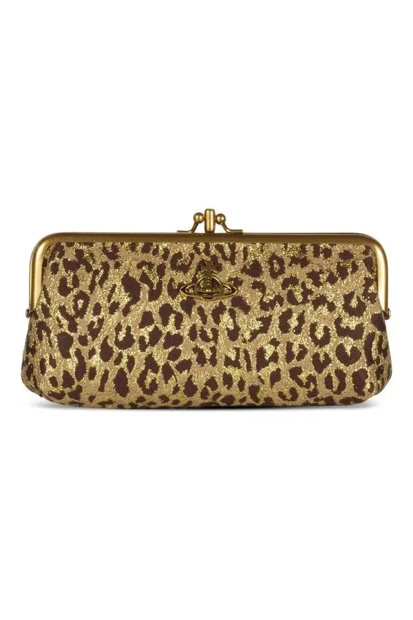 Leopard Double Frame Purse With Chain