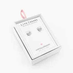 Life Charms Diamond heart stud earrings