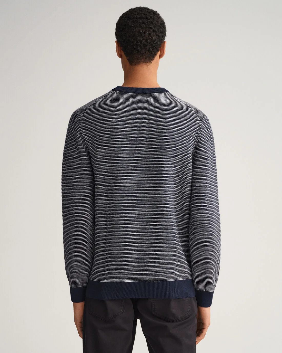 Light Texture Crew Neck Sweater - Evening Blue