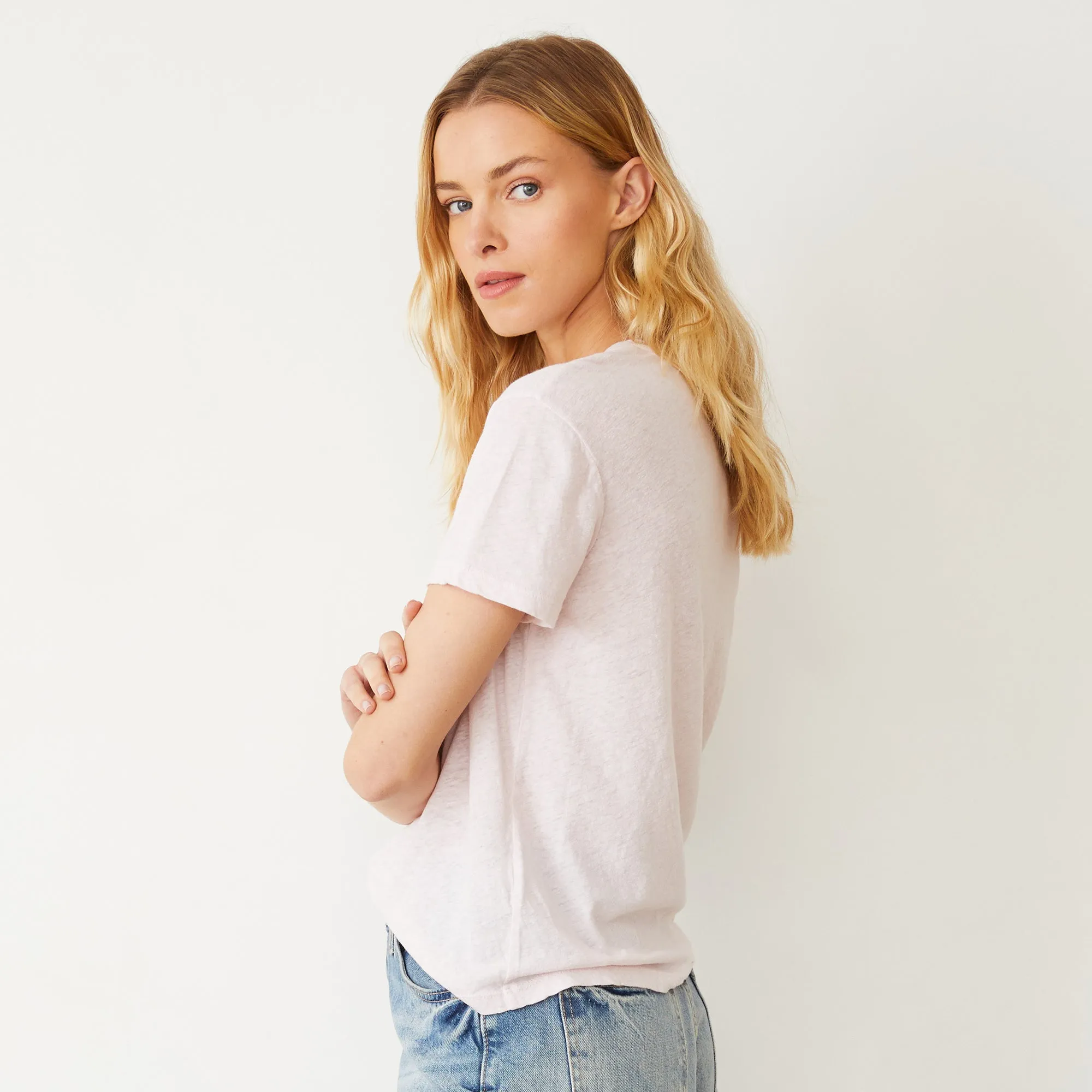 Linen Jersey Basic Crew Neck Tee