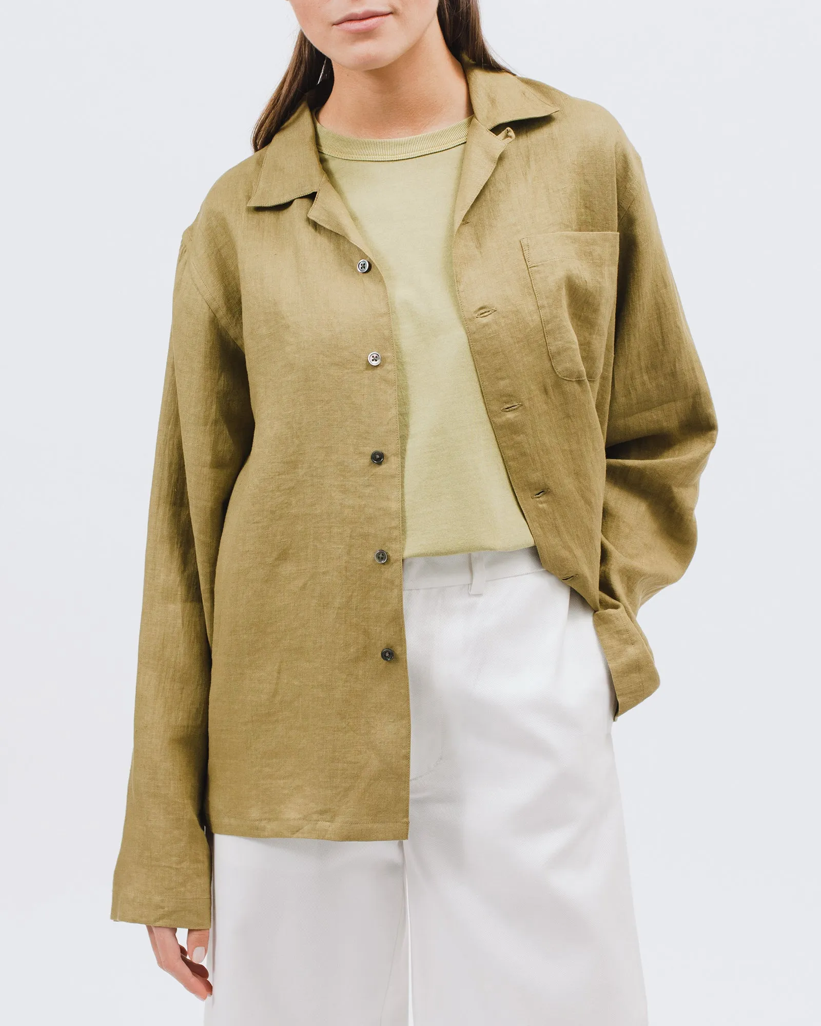 Linen LS Shirt - Olive