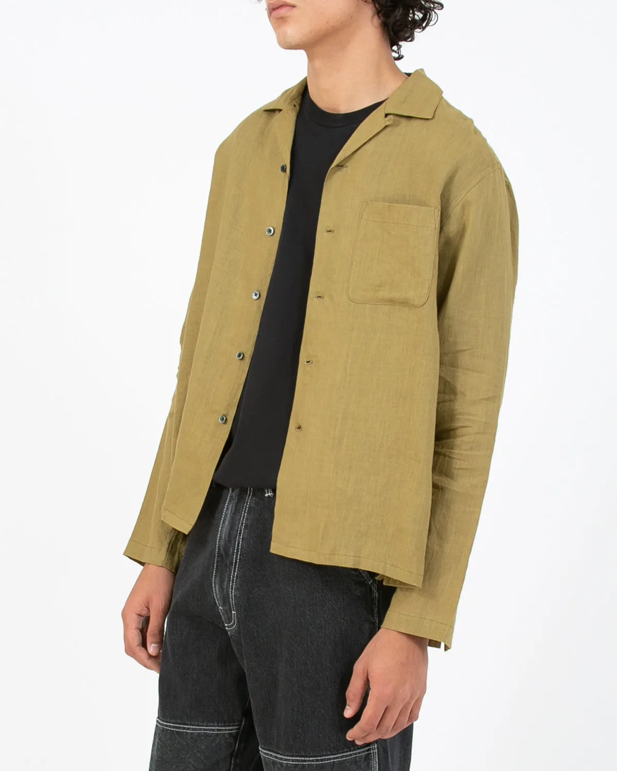 Linen LS Shirt - Olive