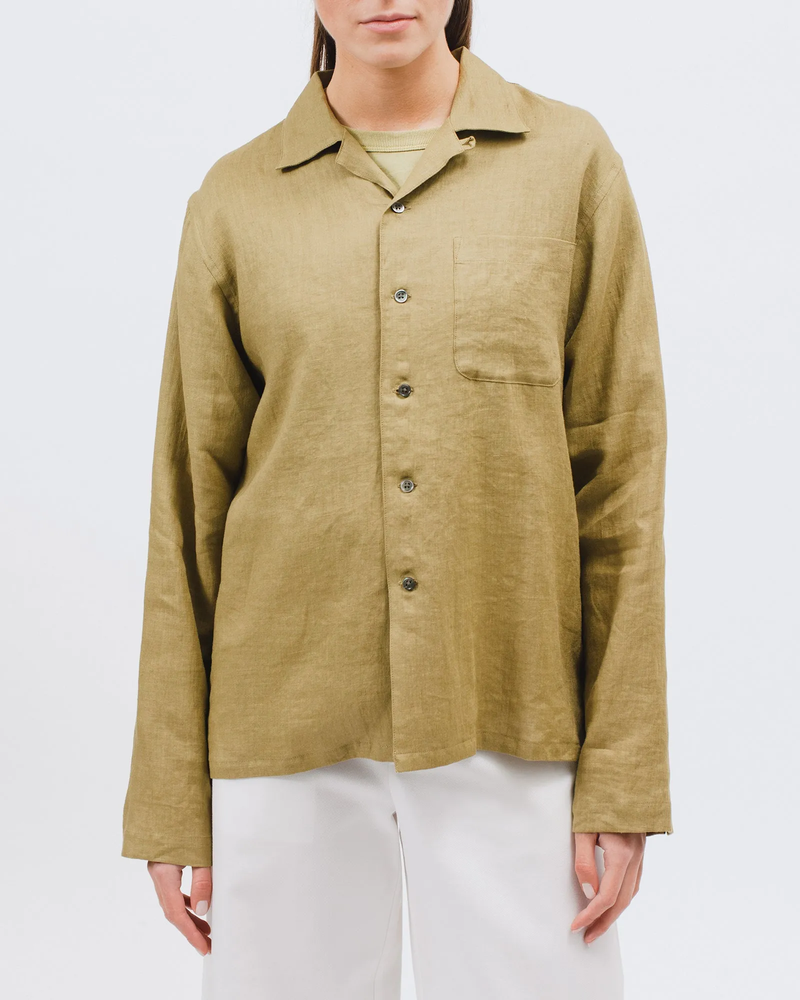 Linen LS Shirt - Olive