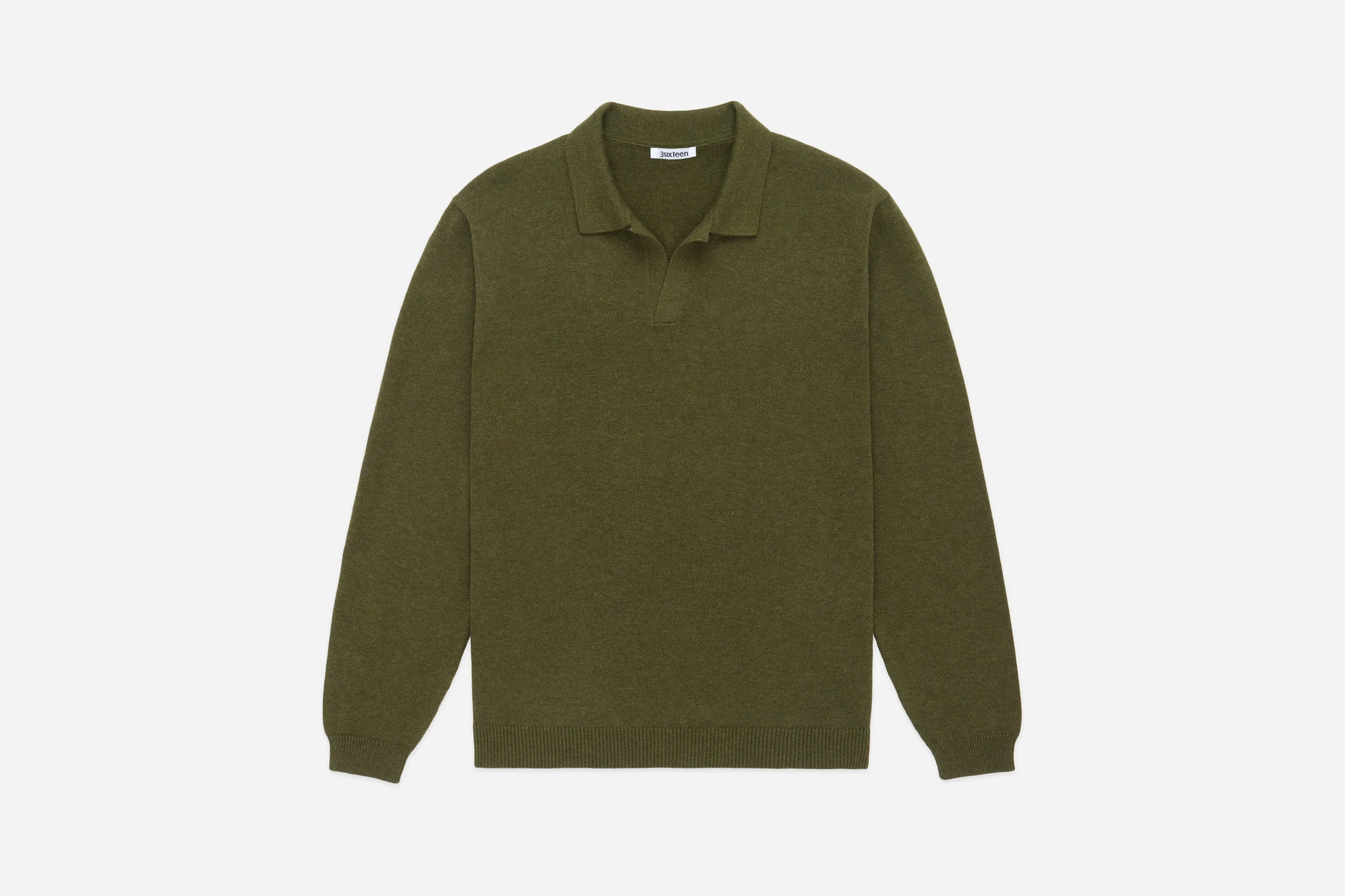 Long Sleeve Knit Polo ~ Olive