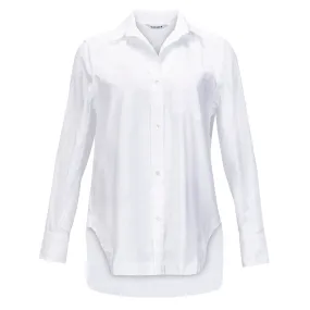 Loose Button Down Shirt with Pocket - White