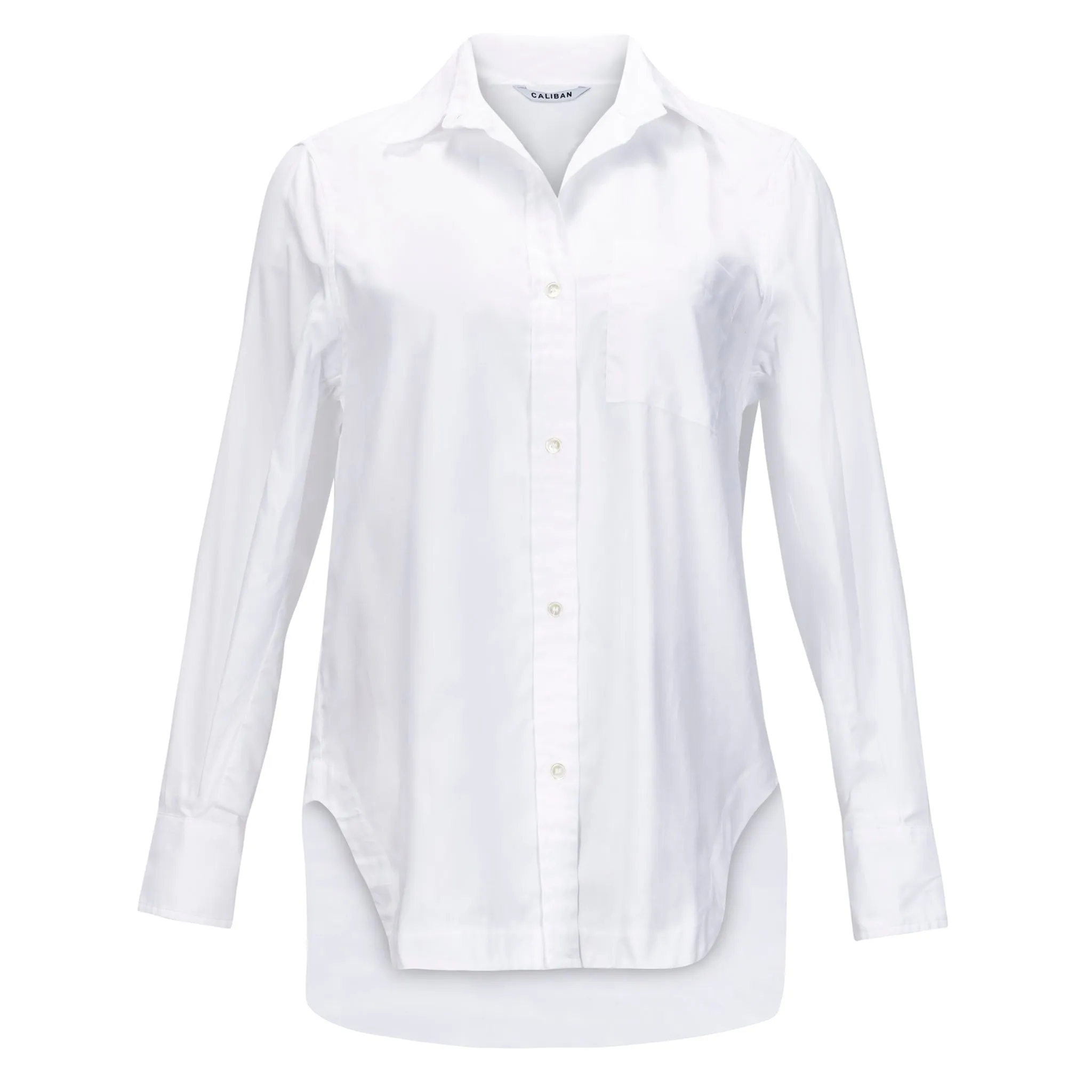 Loose Button Down Shirt with Pocket - White