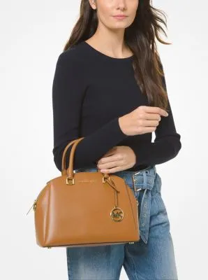 Maxine Medium Pebbled Leather Dome Satchel