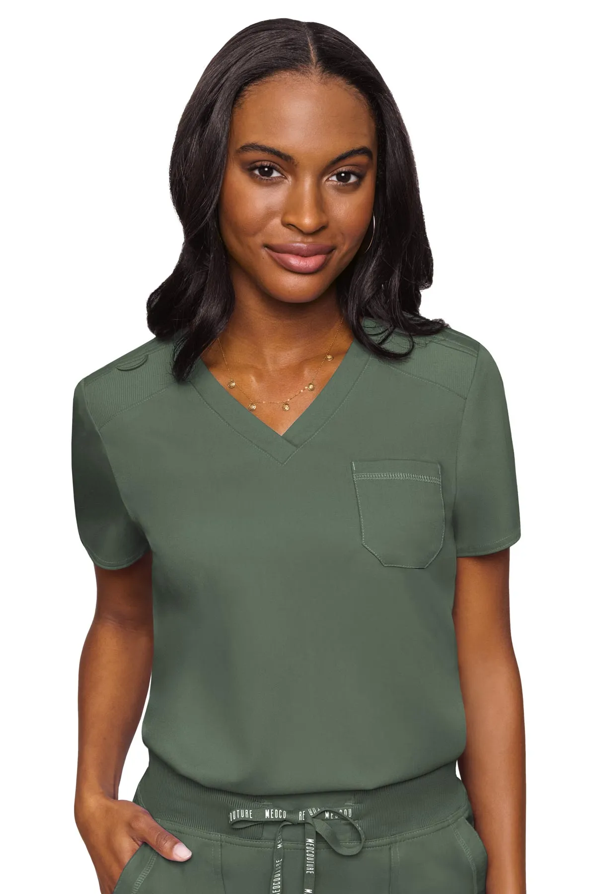 Med Couture Touch 7448 Women's Tuckable Chest Pocket Top