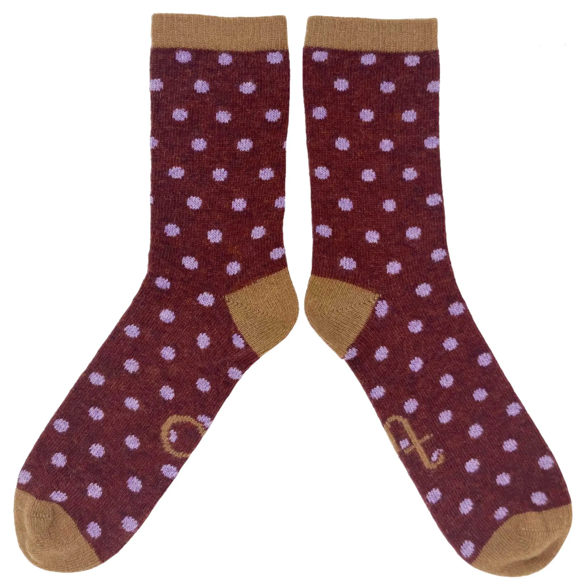 Men's Dark Red Small Spot Lambswool Ankle Socks