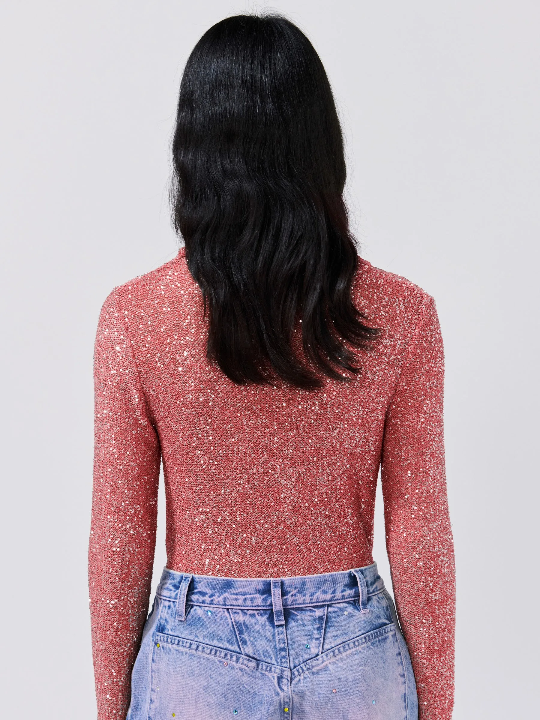 Moonshine Sequin Knit Top Pink