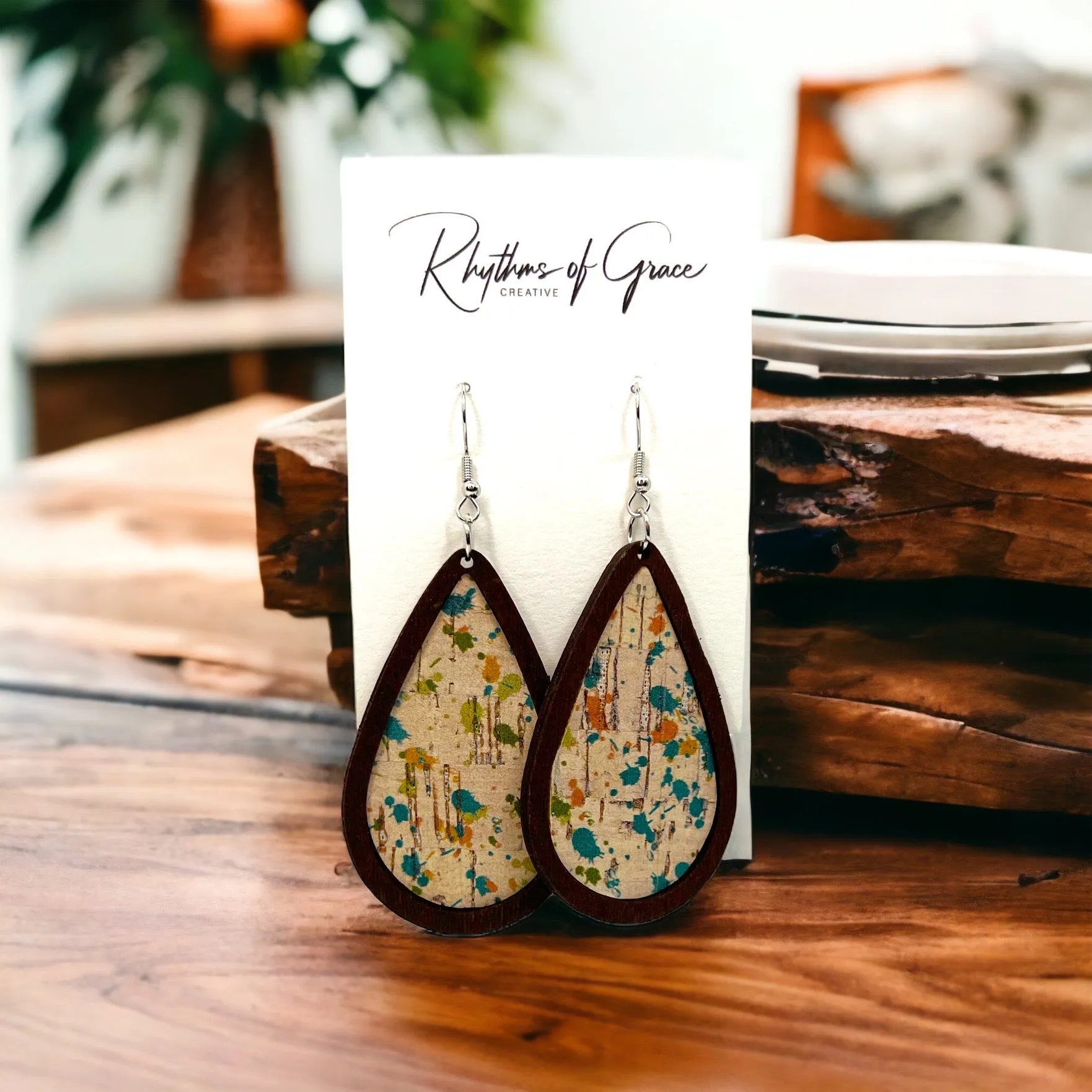 Multicolored Boho Style Earrings - Boho Chic, Handmade Earrings, Boho Chic, Western Earrings, Brown Earrings, Wooden Earrings, Bohemian Style