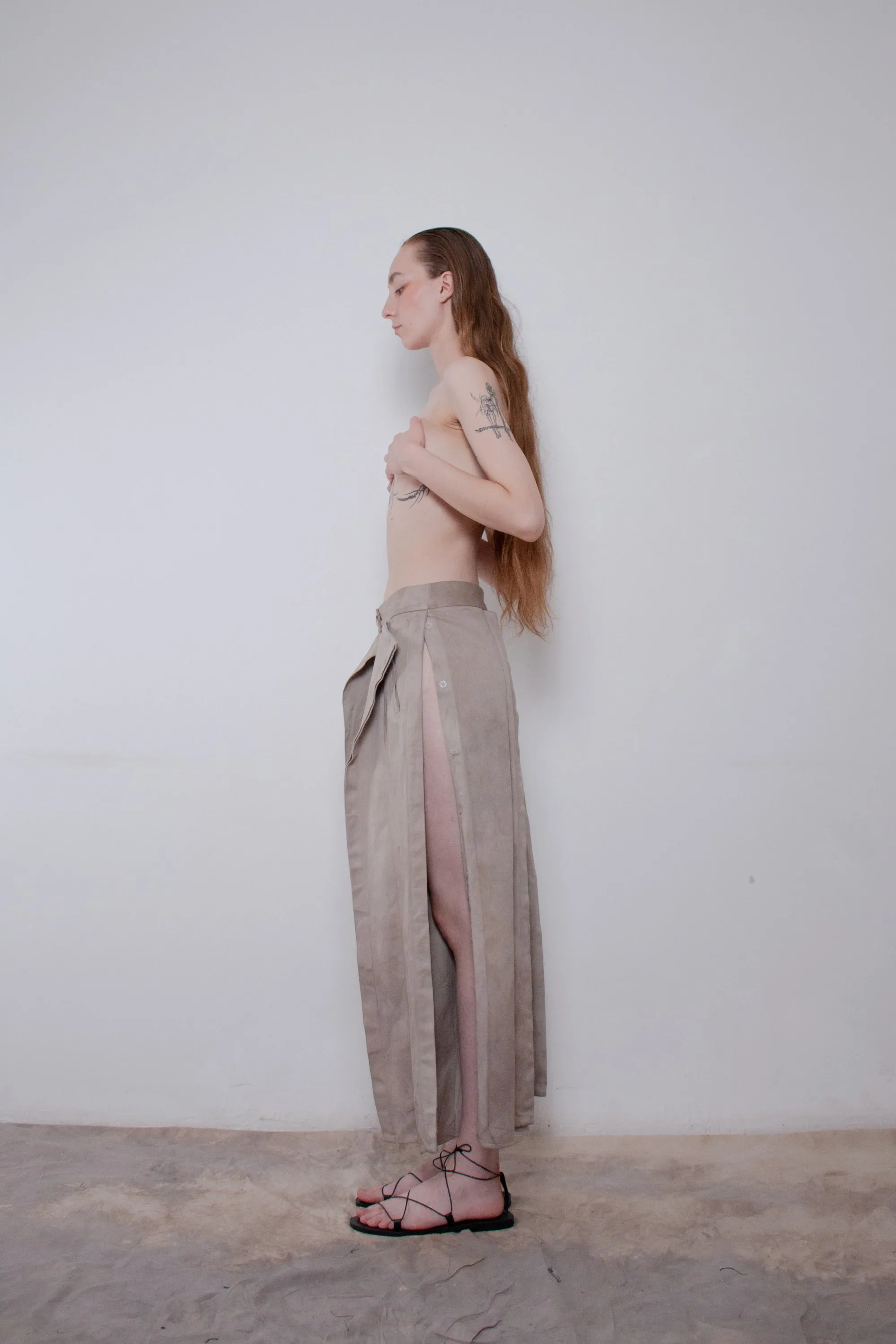 Naturally Dyed Cotton Buttoned Trousers