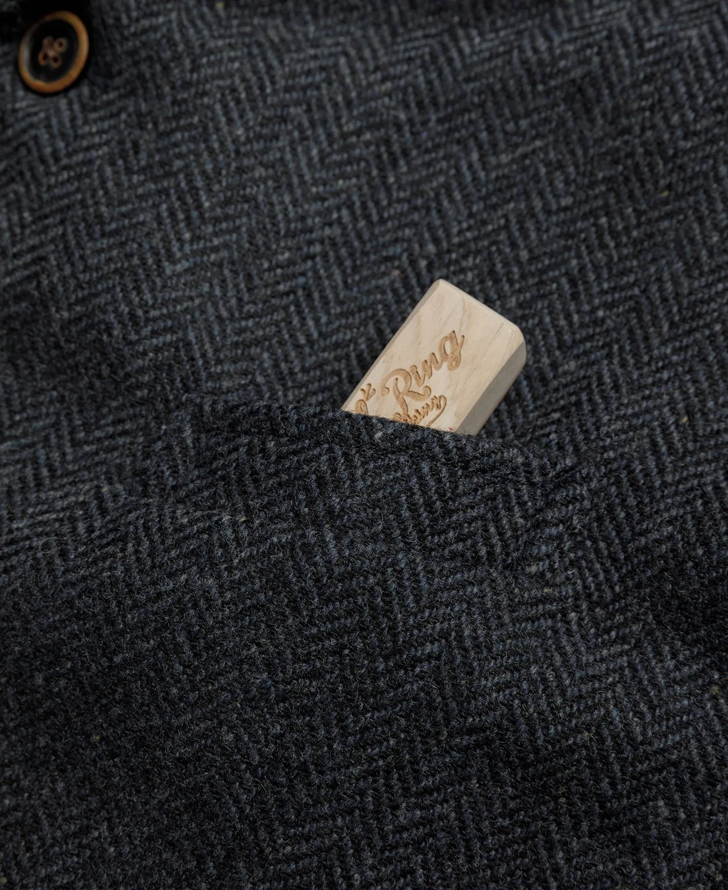 Navy Herringbone Tweed Lapel Vest