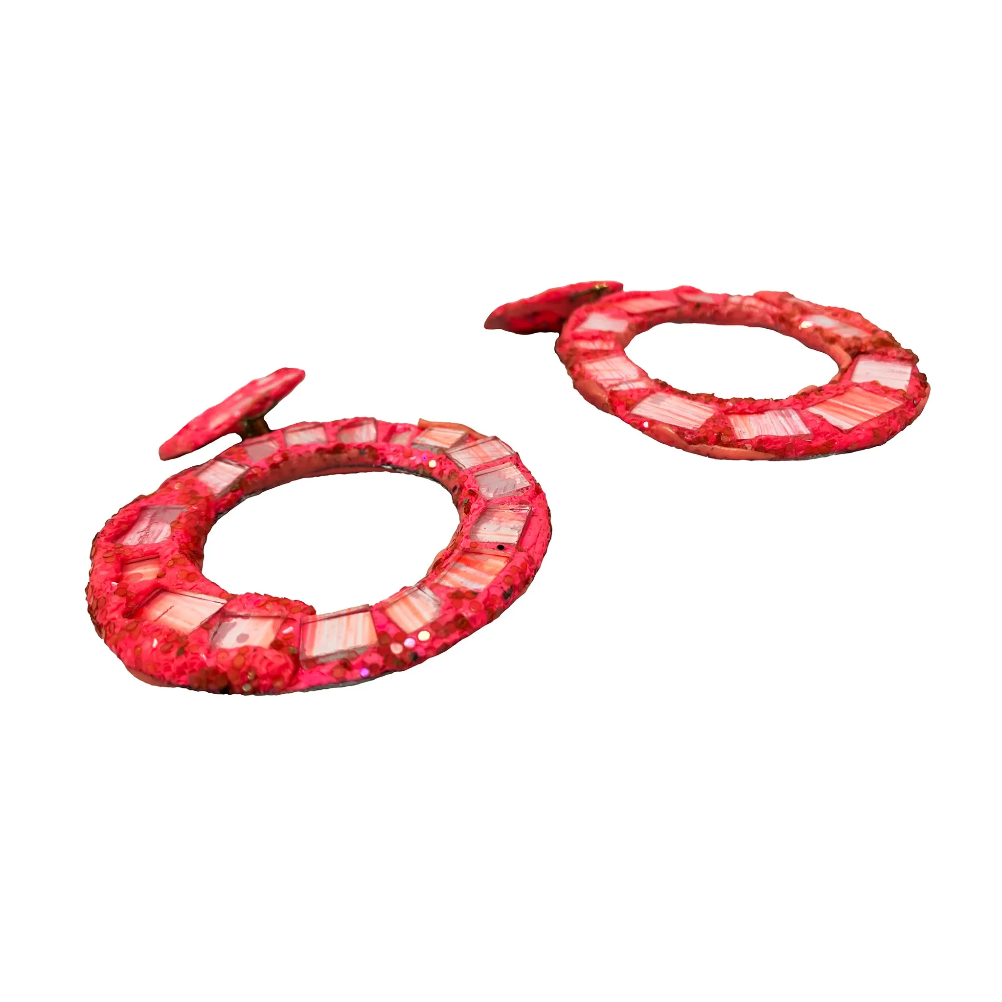 NEON PINK CLIP-ON HOOP EARRINGS, 2004