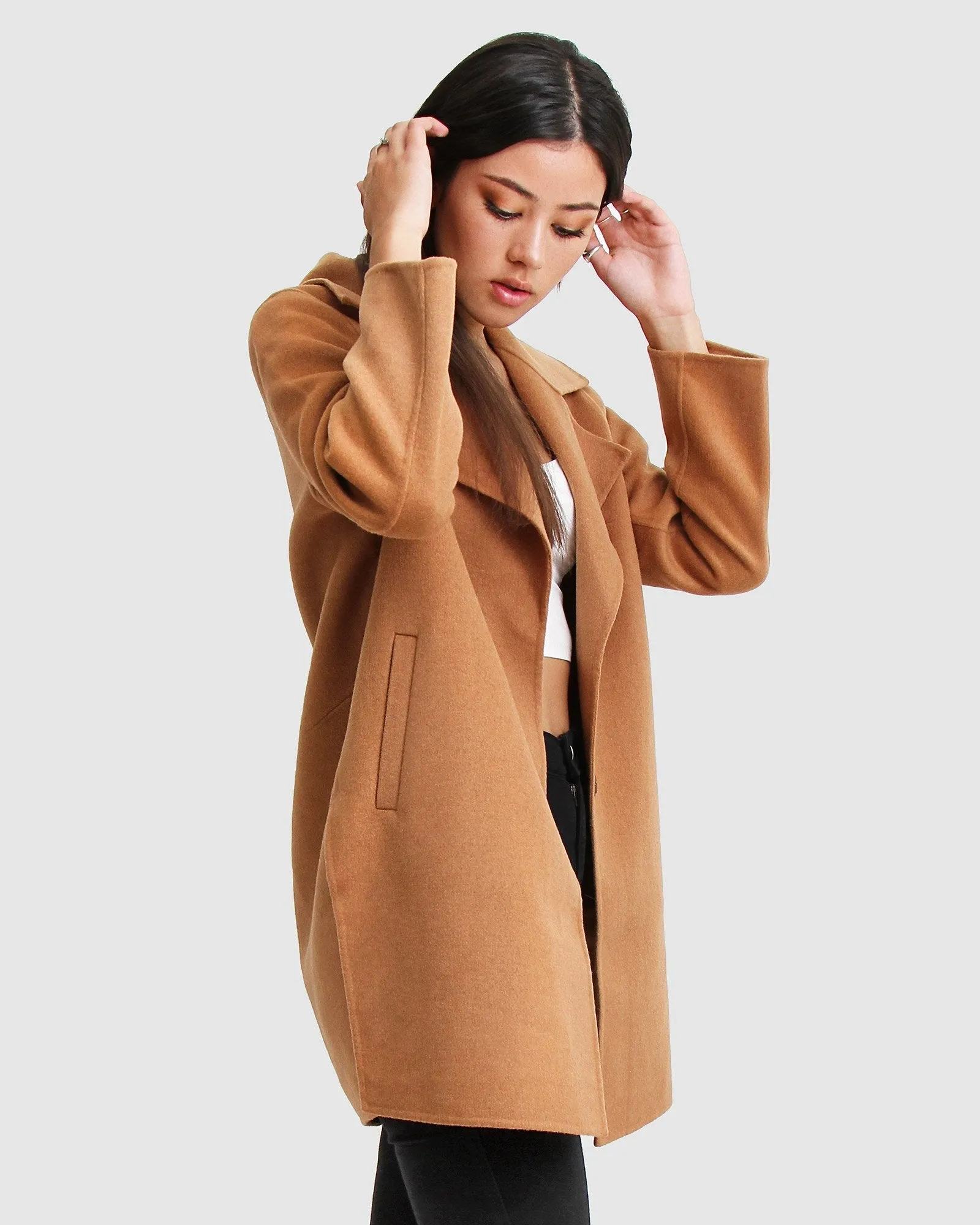 NEW FIT Ex-Boyfriend Wool Blend Oversized Jacket - Camel