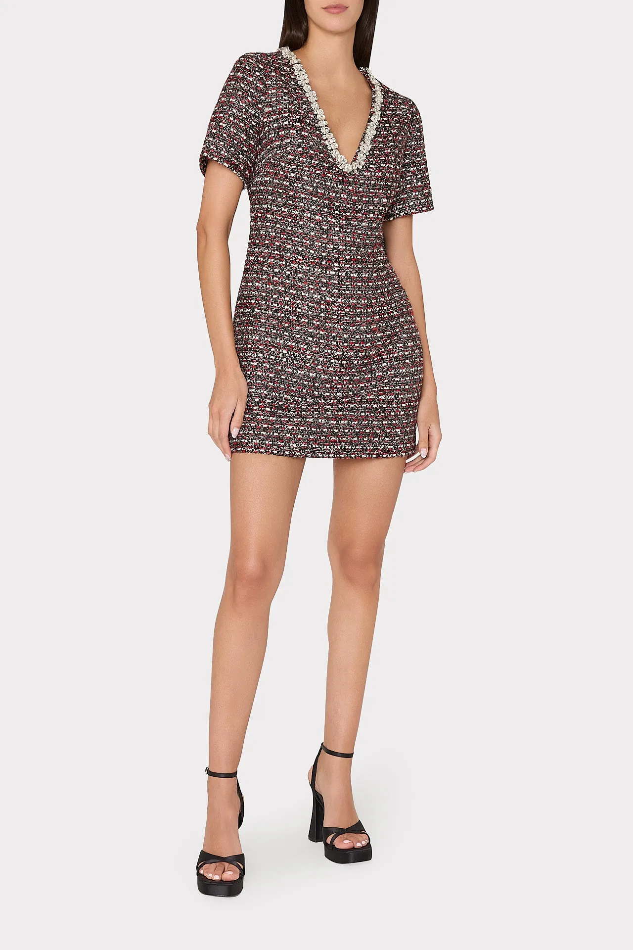 Nyah Tweed Crystal Embellished Mini Dress