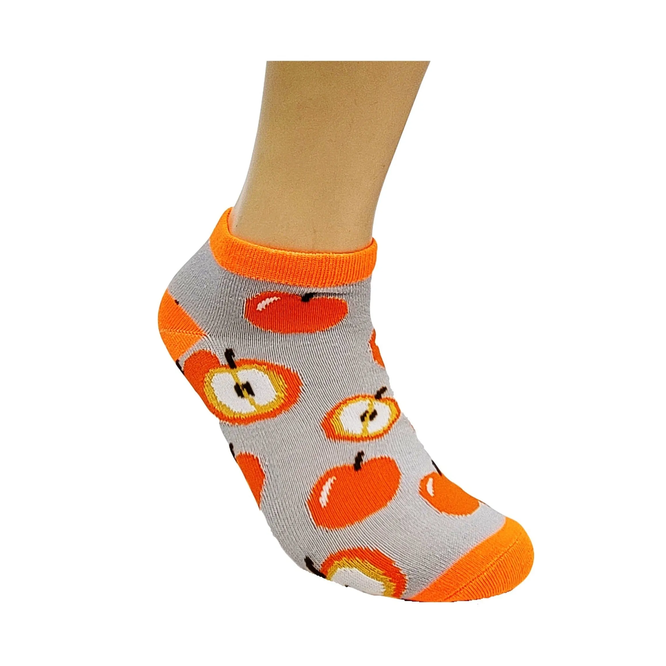 Orange Colored Apple Pattern  Ankle Socks (Adult Medium - Women's Shoe Sizes 5-10)