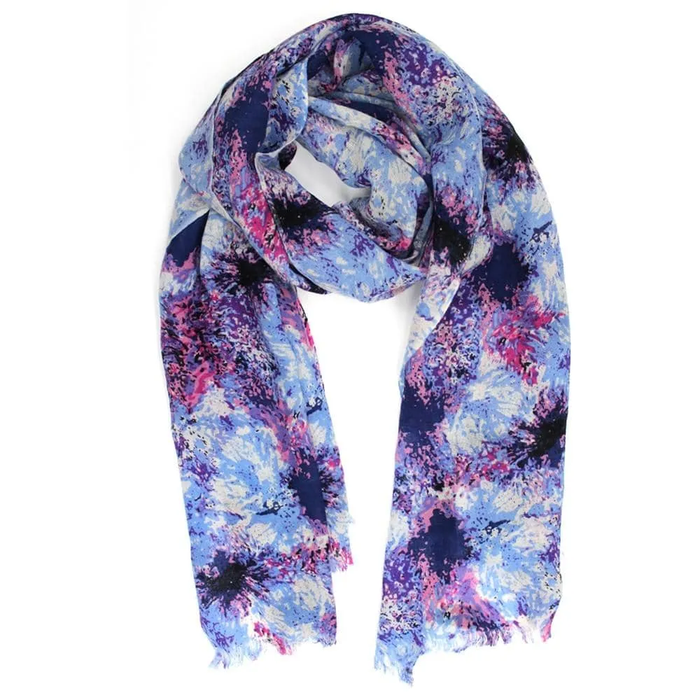 Paint Print Wool Scarf - Blue