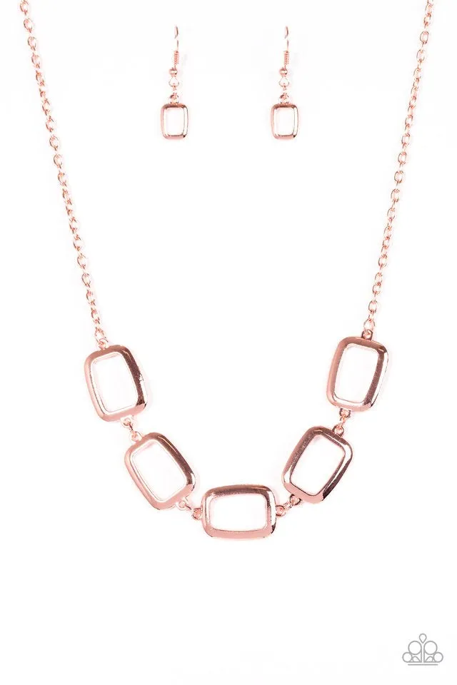 Paparazzi Accessories  - Gorgeously Geometric #N467 Box 5  - Copper Necklace