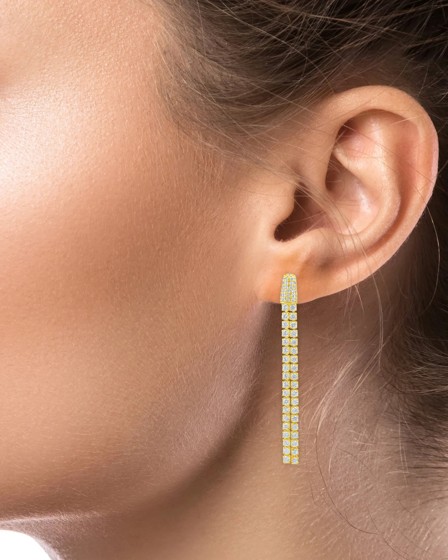 Pave Double Stranded Earrings