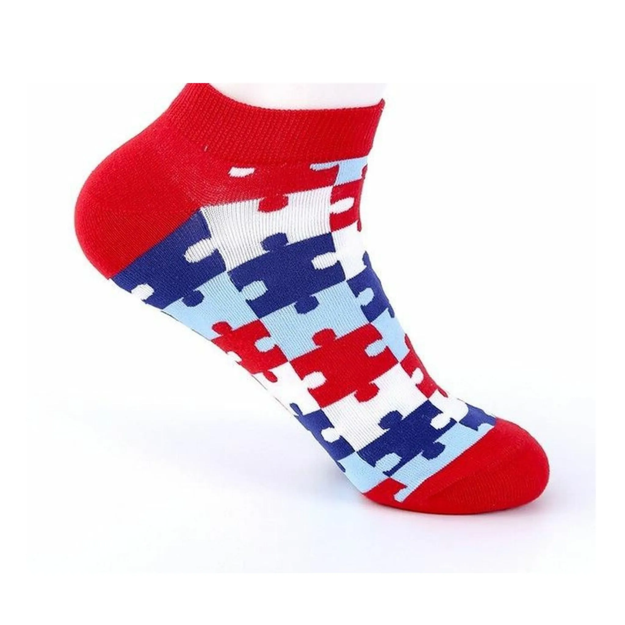 Puzzle Pattern Ankle Socks (Adult Large - Men's Shoe Sizes 8-12)