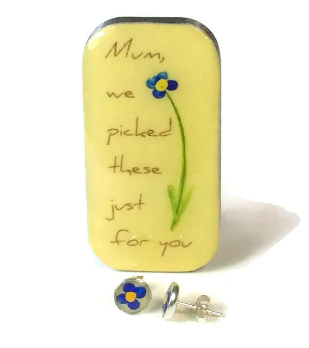 "Mum, We Picked These Just For You..." Flower Studs & Teeny Tiny Tin