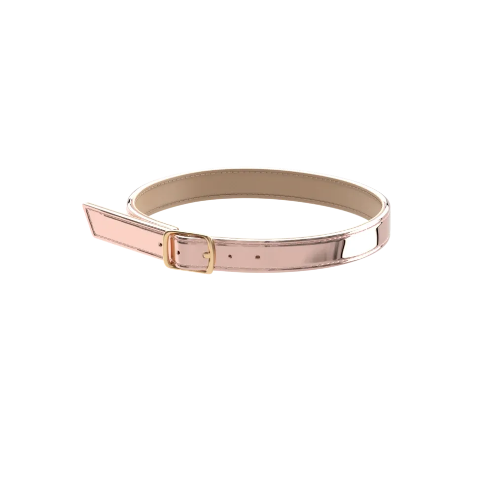 Rose Gold Metallic Patent Ankle Strap