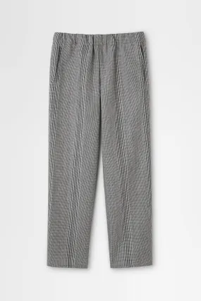 Striped Wool Wide-leg DrawstringTrouser in White x Black Stripes