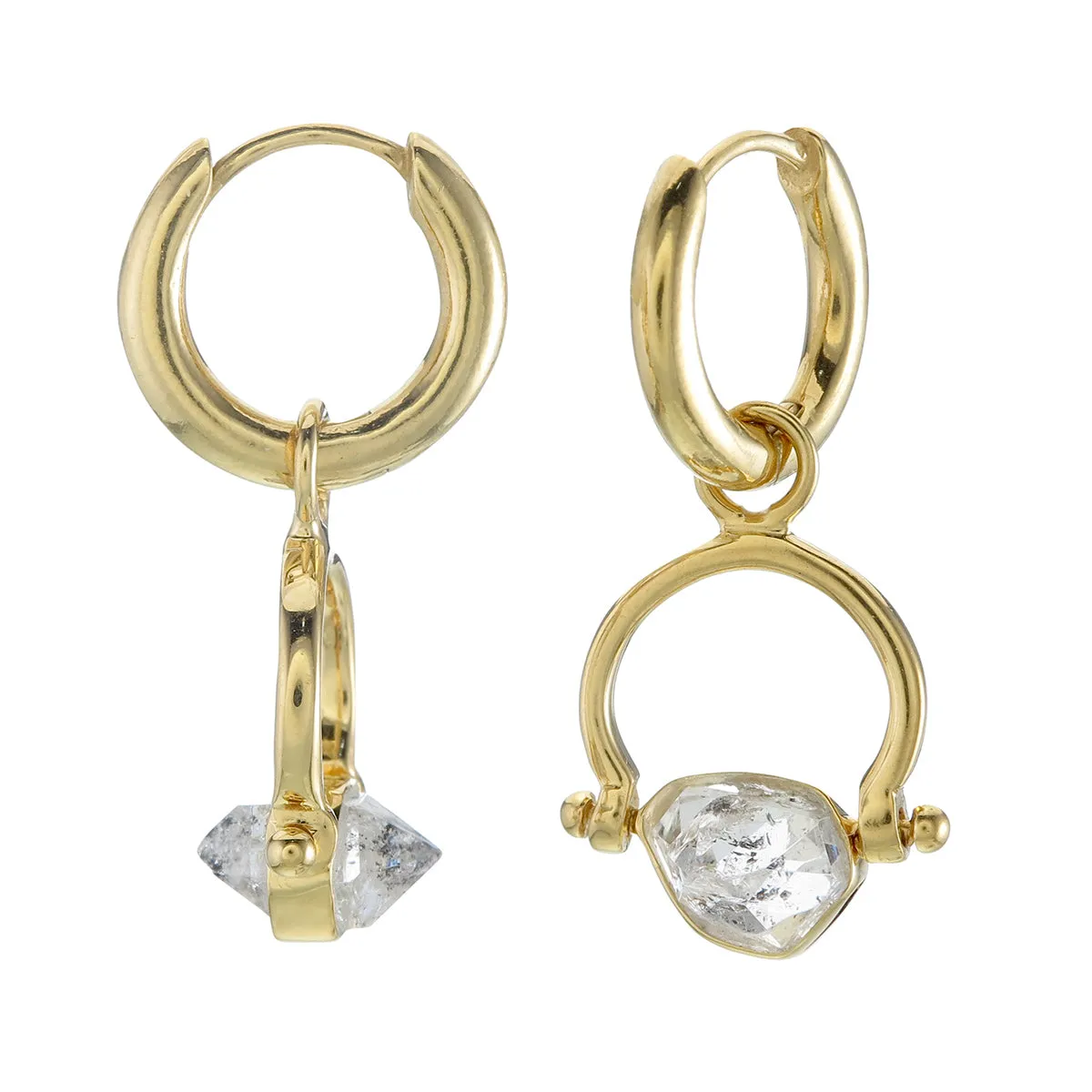 SUNDAY SWIVEL HOOPS - DIAMOND QUARTZ - GOLD