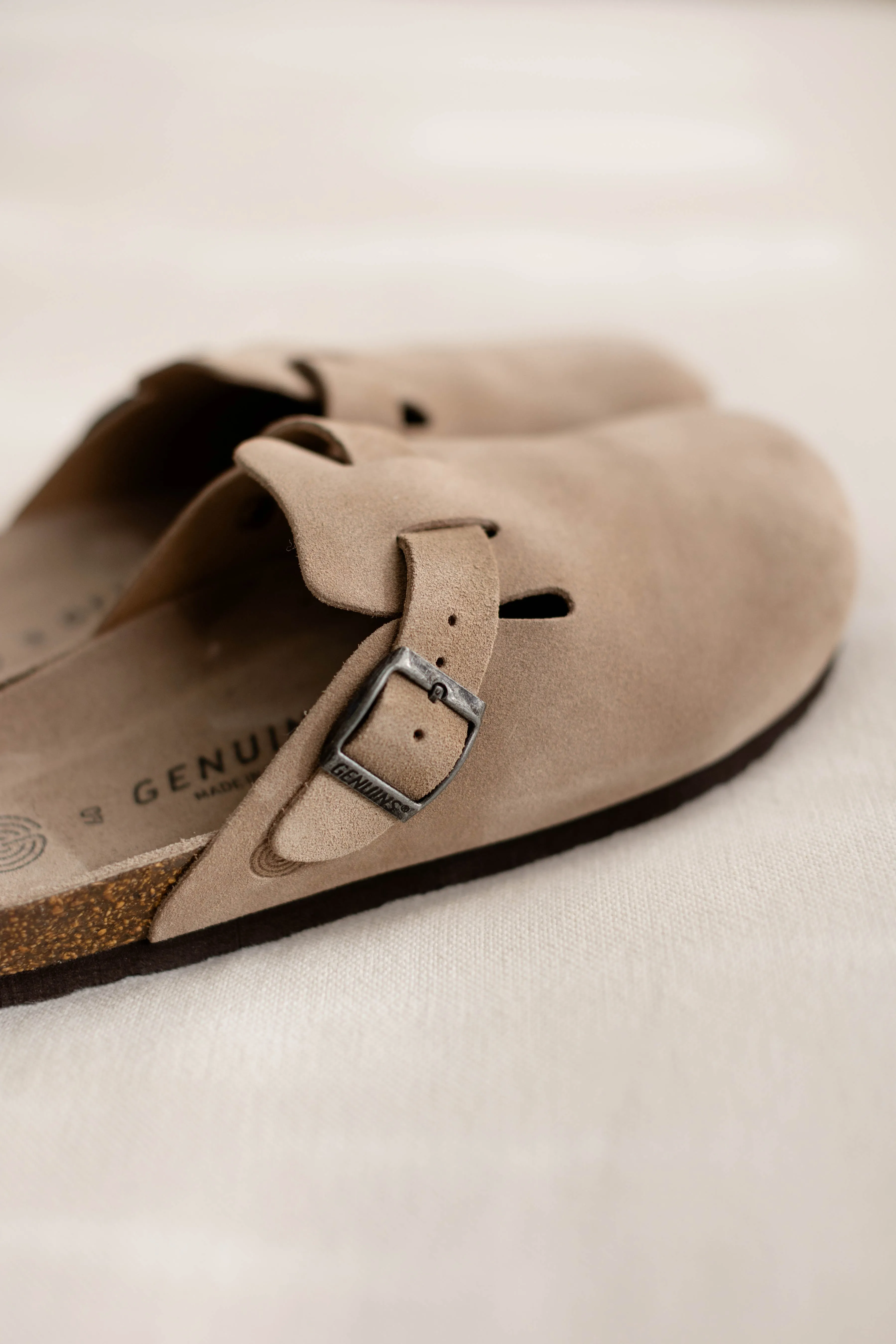 'Tacoma' Suede Boston Clogs in Taupe