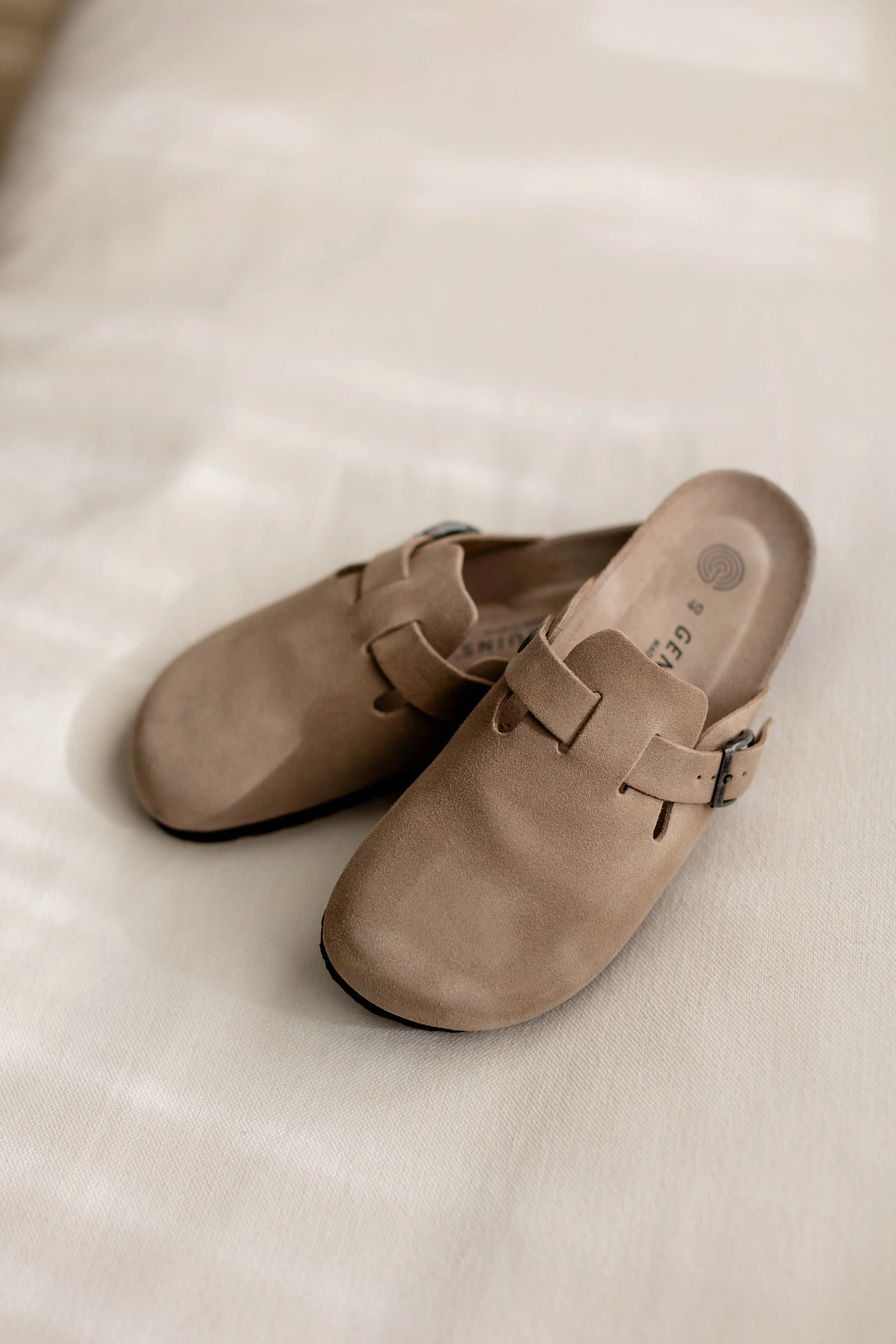 'Tacoma' Suede Boston Clogs in Taupe