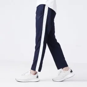 Tf-Premium Navy Micro Relaxed Fit Bottoms With White Panel